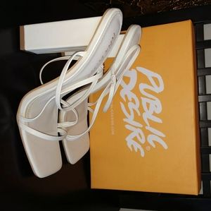 White strappy sandal heels